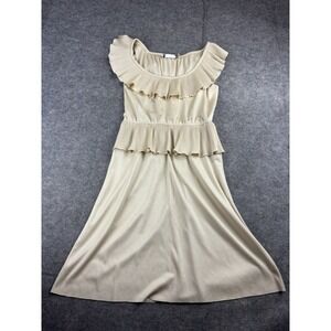 VTG Saks 5th Ave Young Dimensions Womens B XS? Dress Gold 70s Party Cocktail SEE